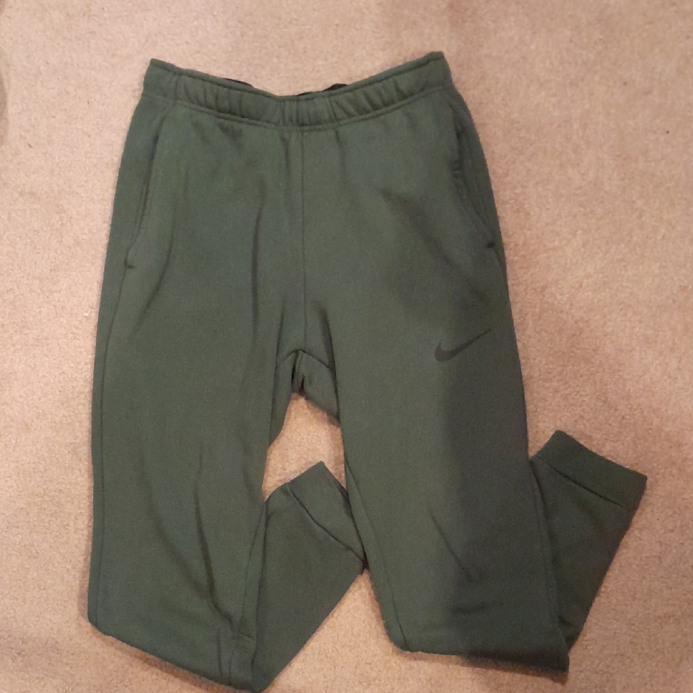 Nike Mens Dark Green Fleece Joggers / Sweatpants, Size S, Standard Fit